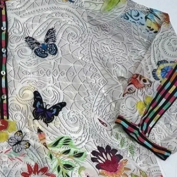 Johnny Was heavily embroidered Kendra silk tunic NWT - Picture 6 of 14